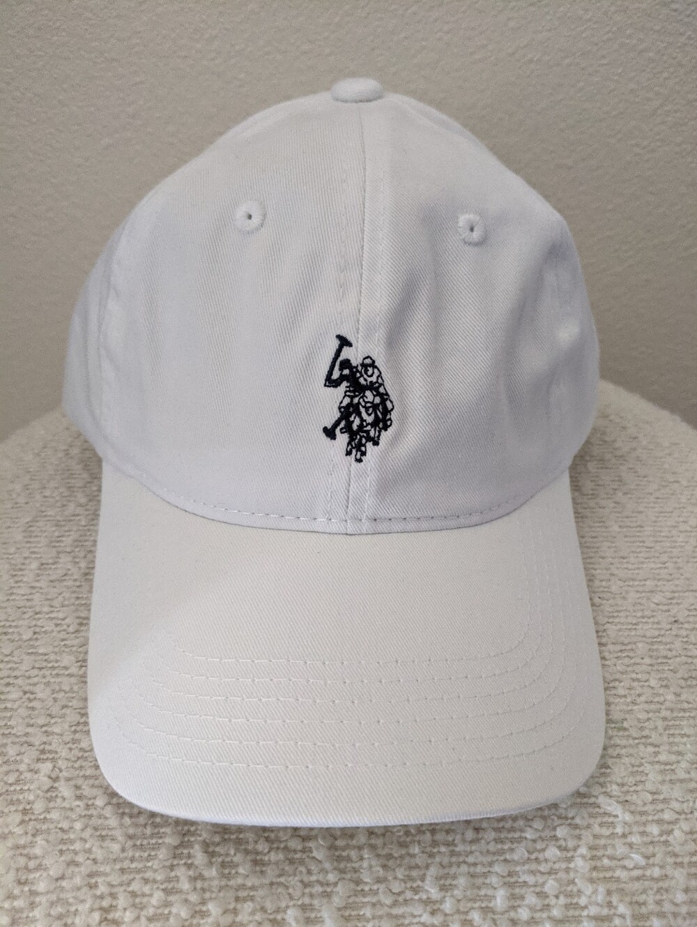 U.S Polo Assn.White Embroidered Polo Player Baseball Cap